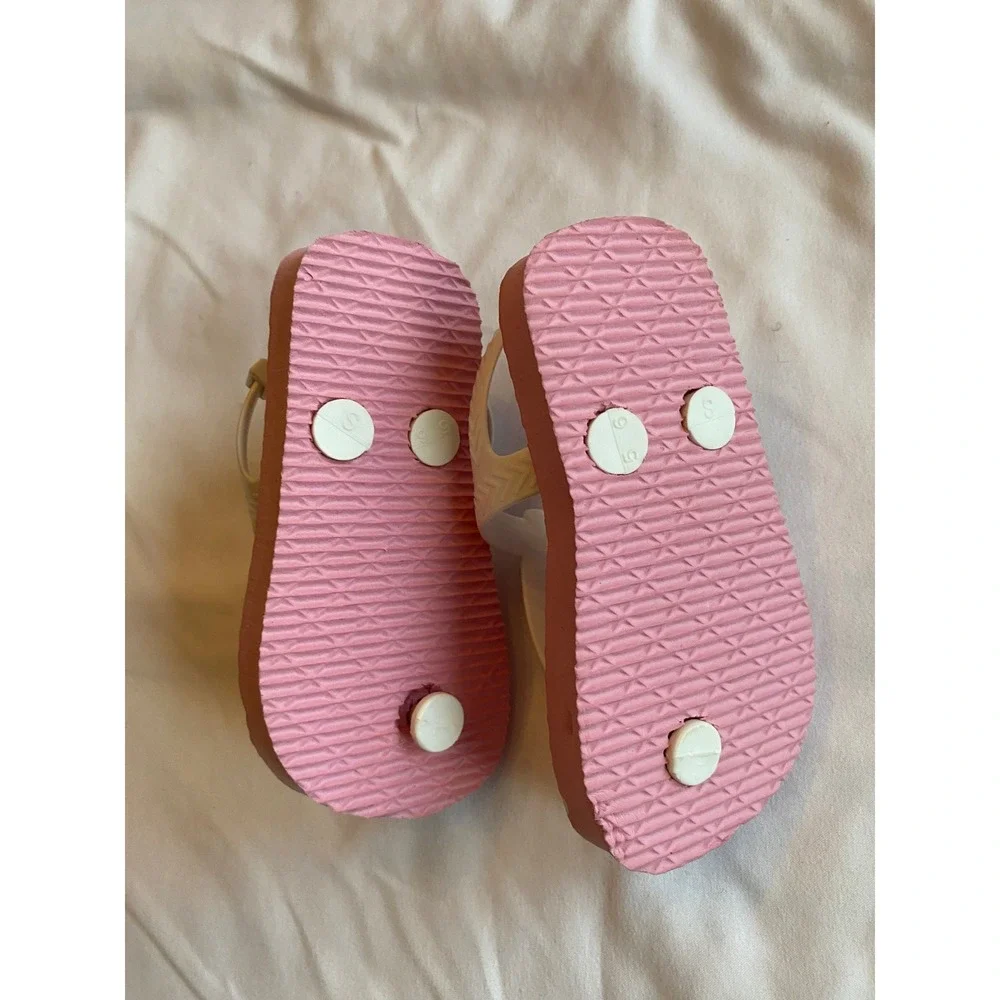 Greenbrier International Girls Polka Dot Preppy Sandals Size 5/6 Pink White